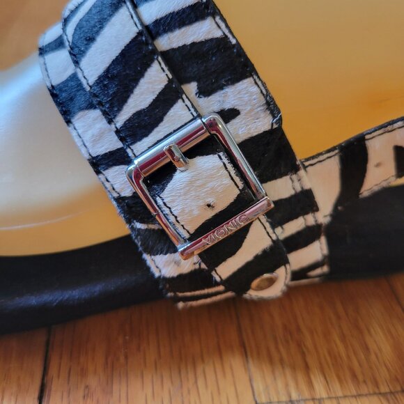 Vionic 8 SAMAR Black White Zebra Print Orthaheel Comfort Flats Shoes Sandals - Picture 10 of 10